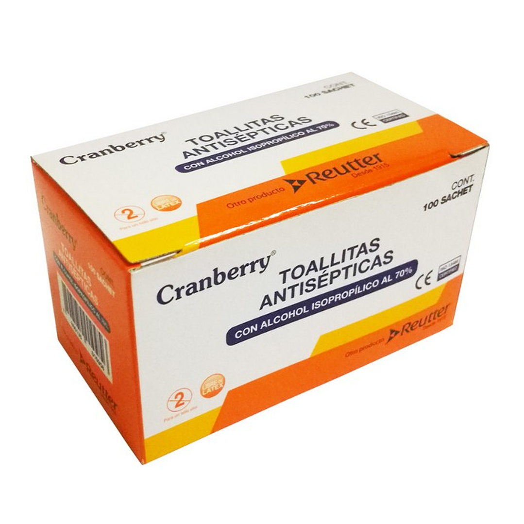 Toallitas Antisépticas con Alcohol Isopropílico al 70% - Cranberry 2