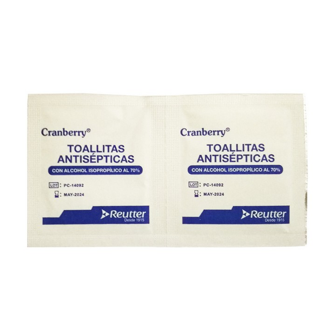 Toallitas Antisépticas con Alcohol Isopropílico al 70% - Cranberry 3