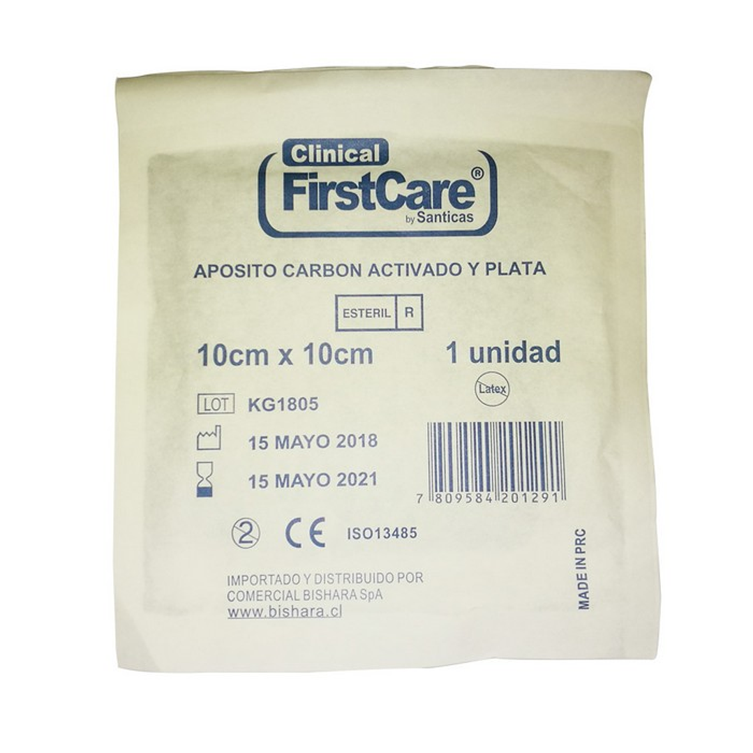 Apósito Carbón Activado + Ag — 10×10 cm - FirstCare 1