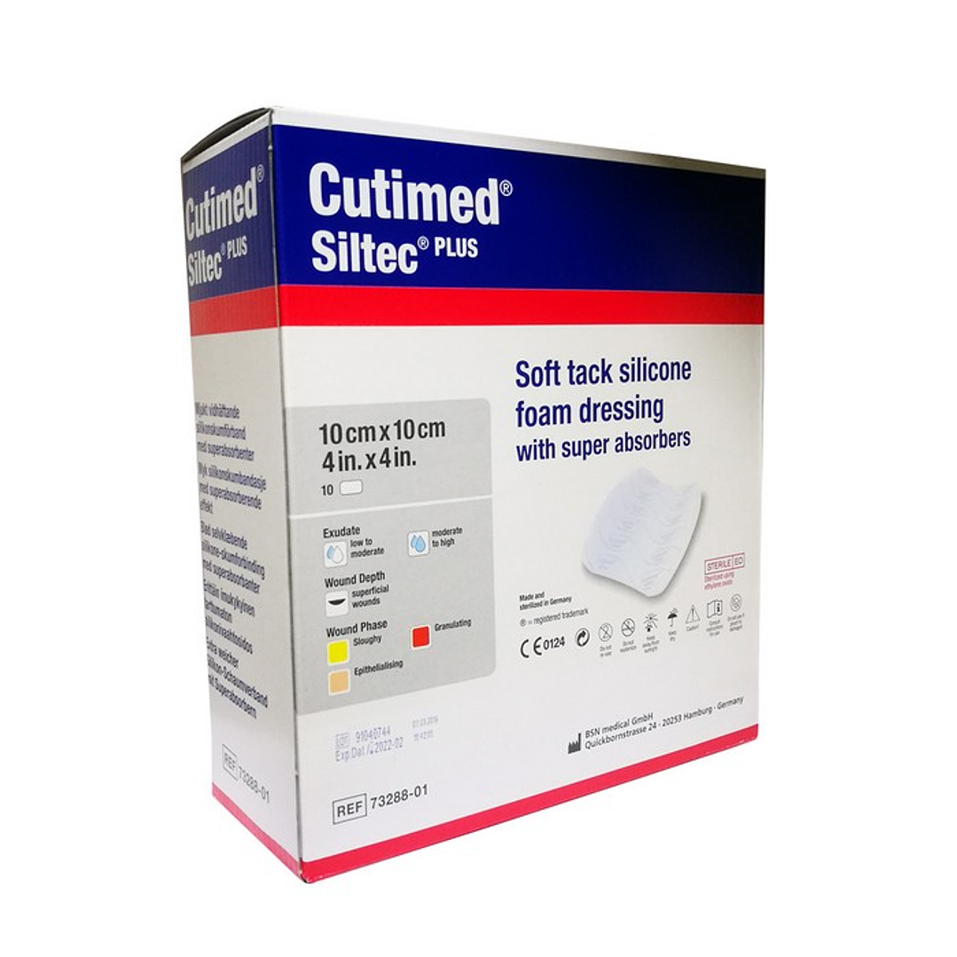  Apósito Espuma Silicona — Cutimed Siltec Plus — 10 x 10 cm —73288-01  1