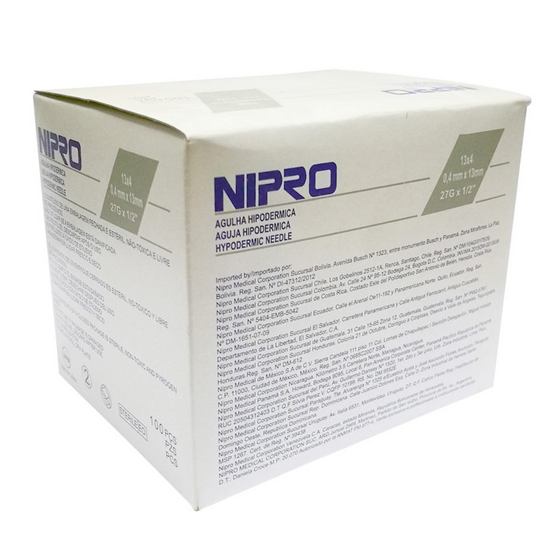 AH-2713 - Aguja Nipro 27G x 1/2 Hipodérmica  – Unidad 1