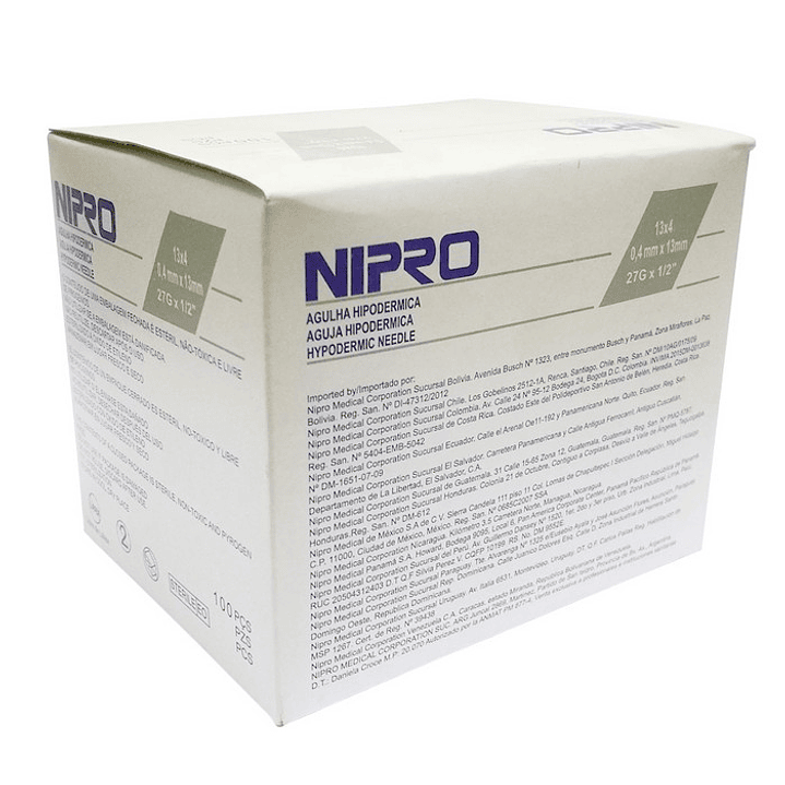 AH-2713 - Aguja Nipro 27G x 1/2 Hipodérmica  – Unidad 1