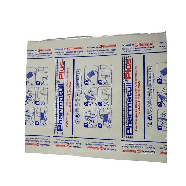 Apósito Gasa Parafina + Clorhexidina — Pharmatull Plus — 10x10 cm — REF. TULLPLUS100100 2