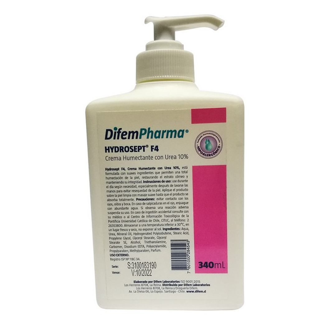 HydroSept F4 - Crema Humectante con Urea 10% - Difemcare -  340ml 2