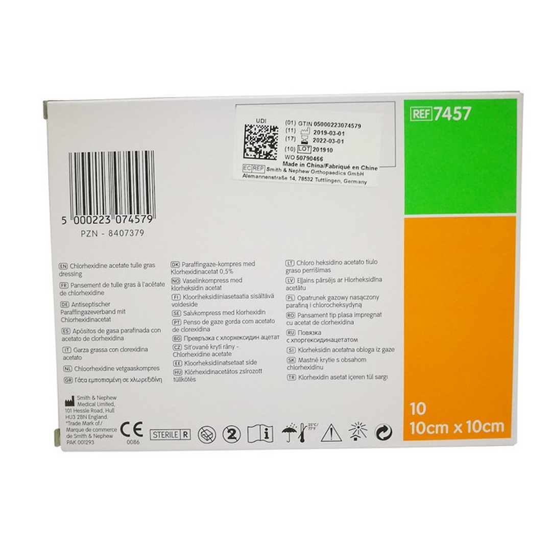 Bactigras – Apósito de Gasa Parafinada con Clorhexidina 10x10cm - REF 7457 2