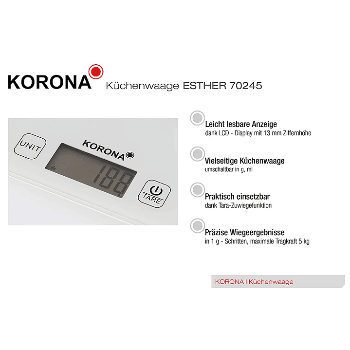 70245 - Báscula (Balanza) de Cocina Digital Korona Thea 6