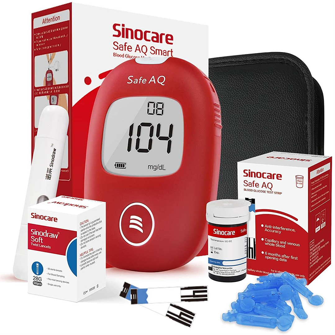 Glucómetro Inteligente Sinocare Safe AQ + 50 Tiras + 50 Lancetas 7