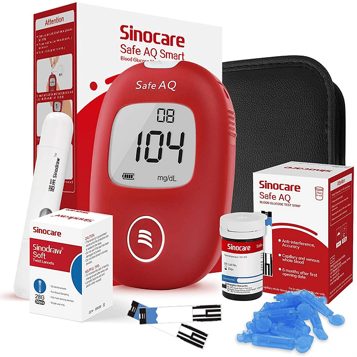 Glucómetro Inteligente Sinocare Safe AQ + 50 Tiras + 50 Lancetas 7