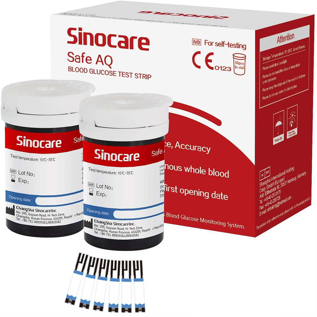 50 tiras de Prueba de Glucosa Sinocare 1