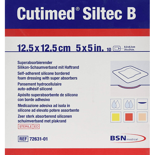 Cutimed Siltec B — Apósito Absorbente Silicona — 12.5x12.5 CM — 73284-01 