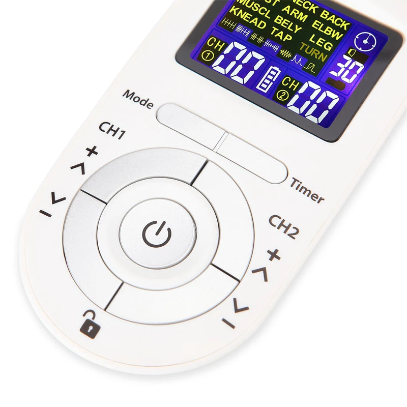 Masajeador eléctrico EMS Tens de doble pulso para fisioterapia, instrumento  de masaje corporal, 6 modos, 19 engranajes, dispositivo meridiano Digital  para el cuidado de la salud