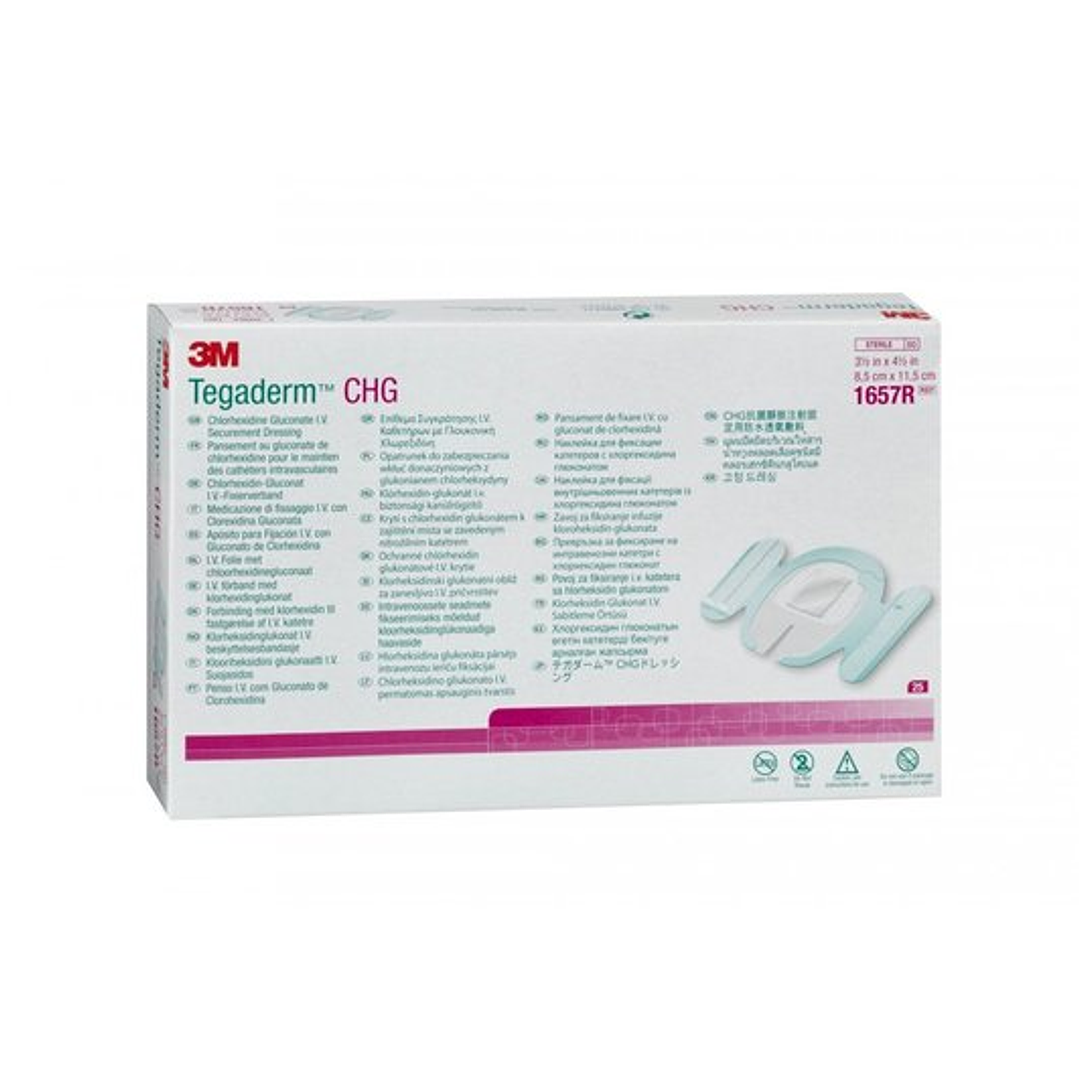Apósito Gluconato Fijación Catéter Tegaderm CHG — 8.5 x 11.5 cm — 1657R  1