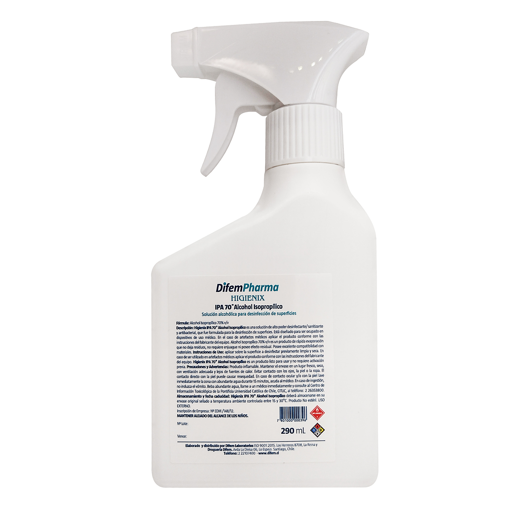 Alcohol Isopropílico IPA 70° Difem - 290ml 2