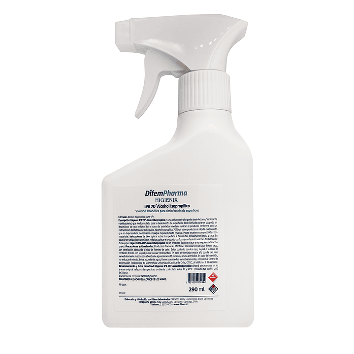 Alcohol Isopropílico IPA 70° Difem - 290ml 2