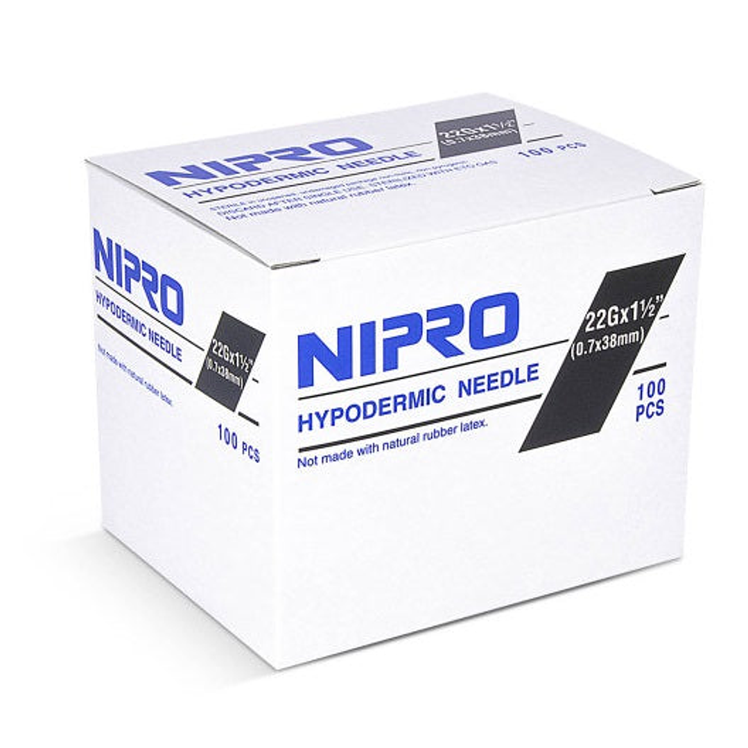 AH-2238 - Nipro Aguja Hipodérmica 22G X 1 1/2 - Unidad 1