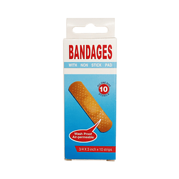 Parche Curita Bandage With Non Stick Pad 10 Unidades 3/4 X 3"