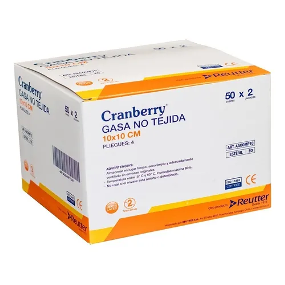 Gasa no Tejida — 10 x 10 cm— Caja (50 Un/Sobres) — Cranberry 1