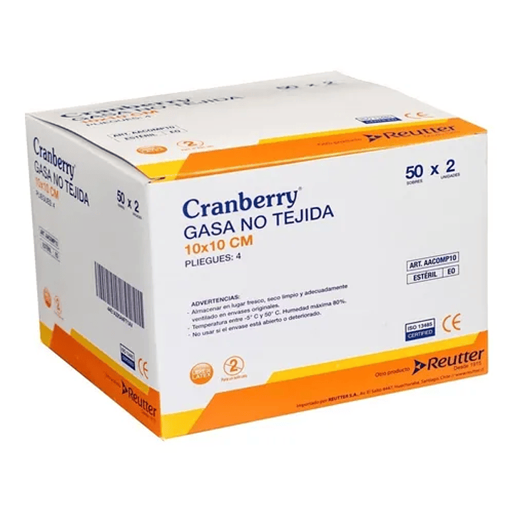 Gasa no Tejida — 10 x 10 cm— Caja (50 Un/Sobres) — Cranberry 1