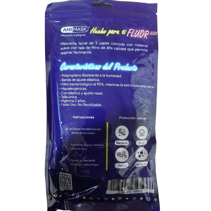 Mascarilla Fluor 3 Pliegues - Niños - 10u 2