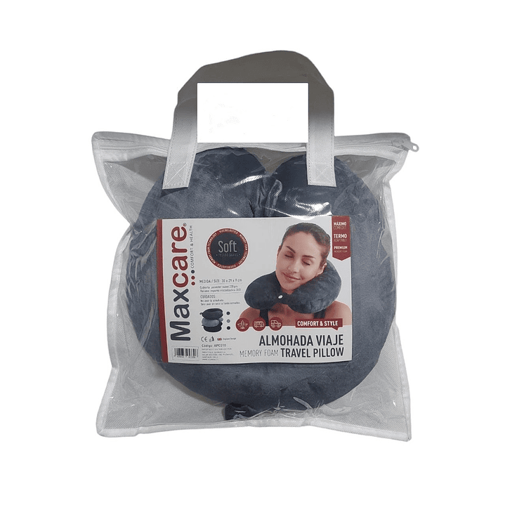 Almohada De Viaje Memory Foam – 30 x 29 x 9 cm - MaxCare - REF.APCO10 1