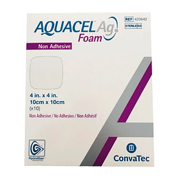  Apósito Espuma con Plata Aquacel Ag Foam — 10x10 cm. 420642 —