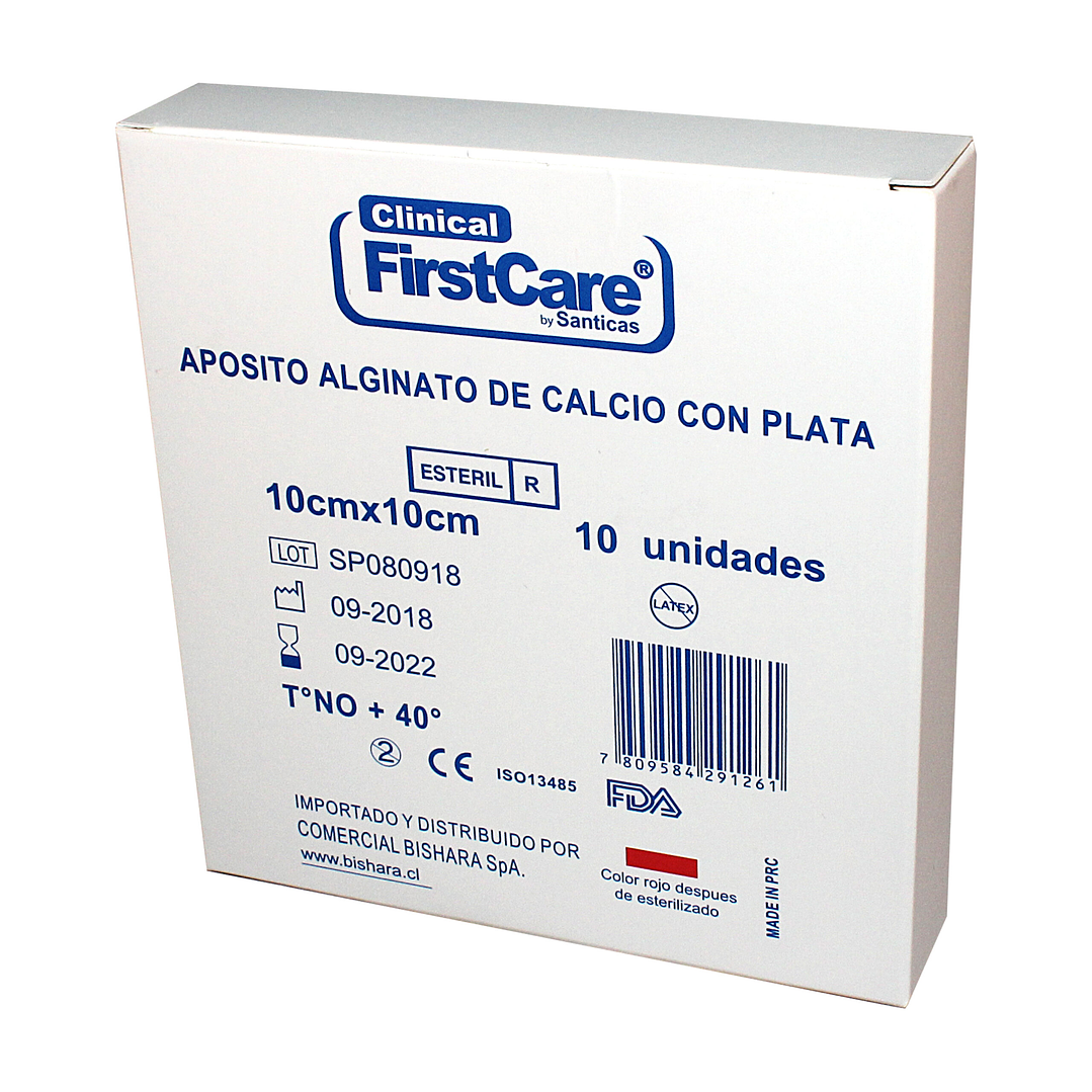 Aposito Alginato de Calcio + Plata — 10x10 cm — FIRSTCARE 2