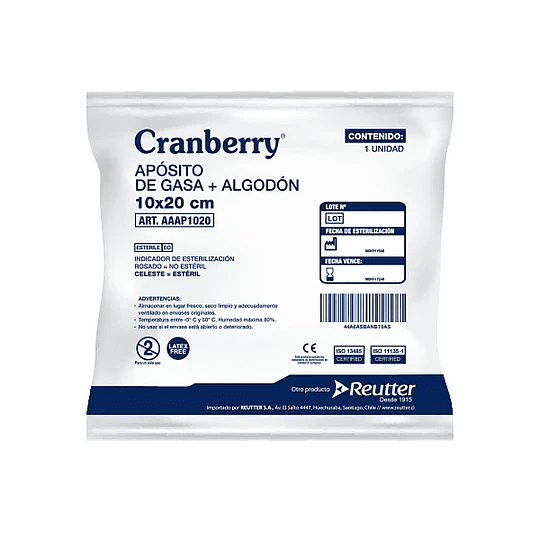 Apósito de Gasa Natural — Medidas — Cranberry