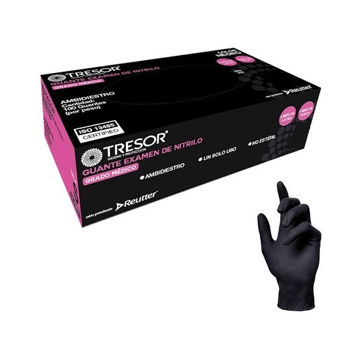 Guante Nitrilo Negro — Tallas — Caja 100 Unidades — TRESOR 1