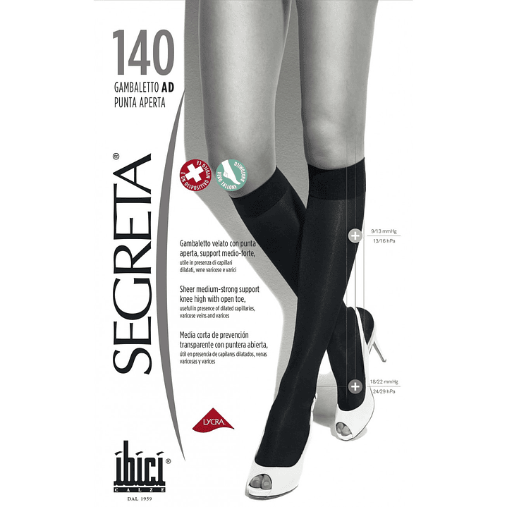 Calceta Segreta 140 18/22mmHg - Punta Abierta  1