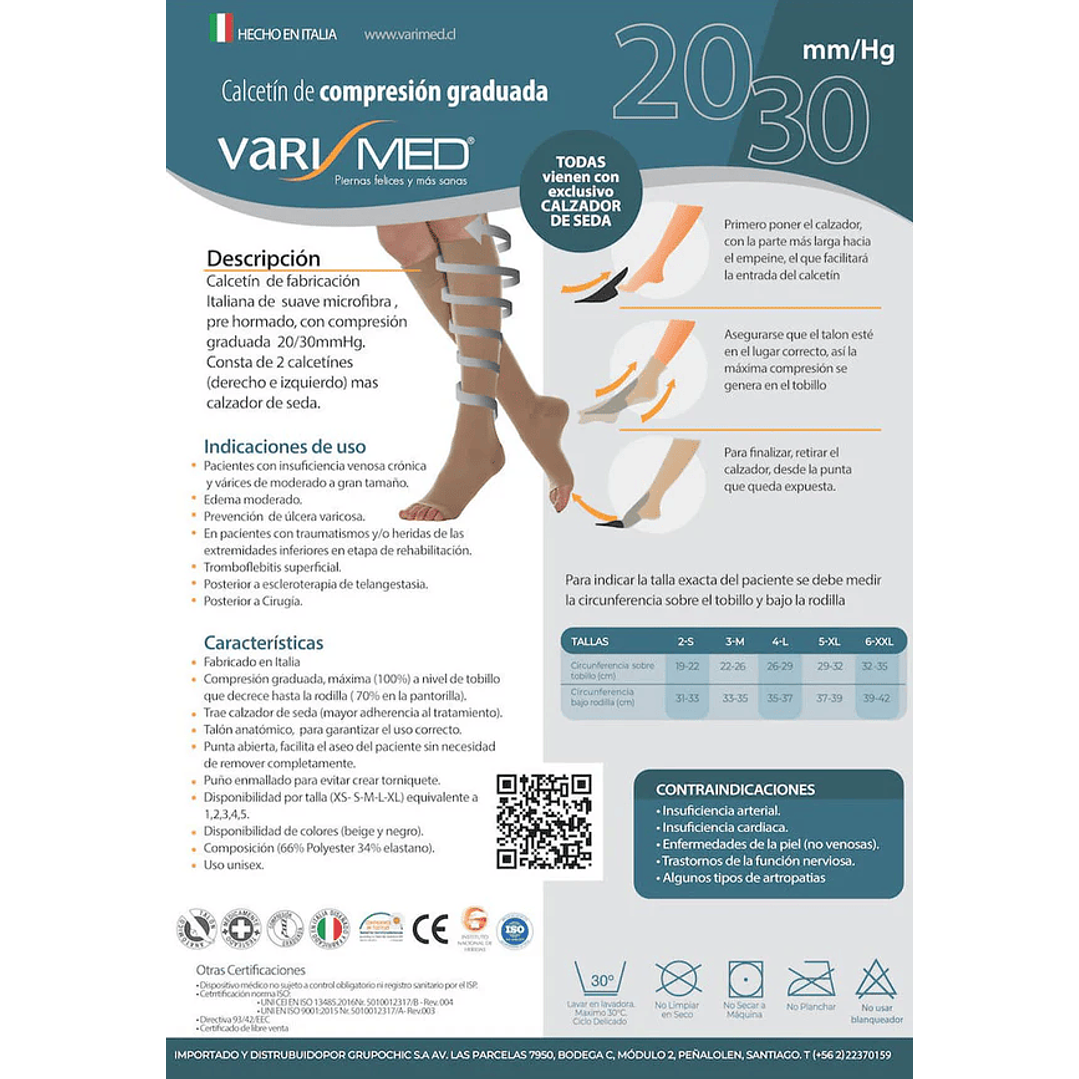 Calceta Varimed de Microfibra con Calzador 280 20-30 mmHg - Punta Abierta - REF. 9043 1