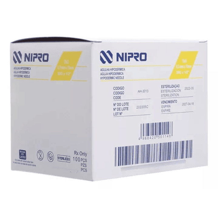 AH-3013 - Nipro Aguja Hipodérmica 30G X 1/2 - Unidad  1