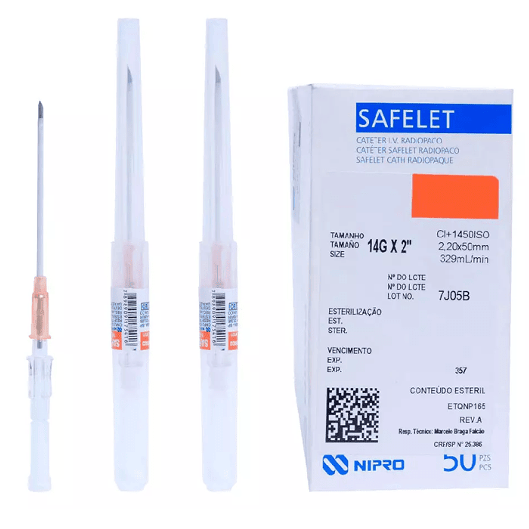 Branula Safelet 14G x 2 - Naranjo - Nipro 1