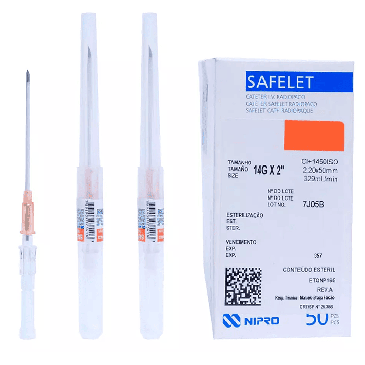 Branula Safelet 14G x 2 - Naranjo - Nipro 1