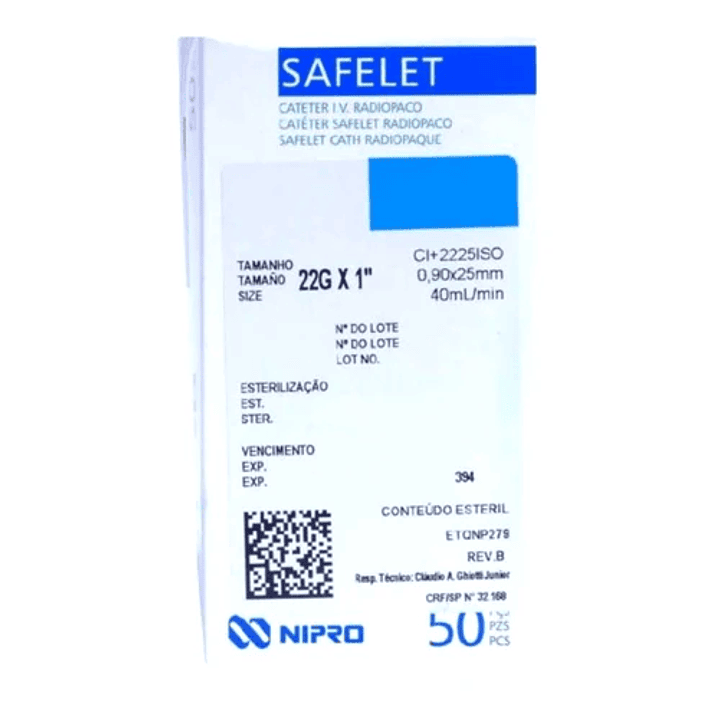 Branula Safelet 22G x 1 - Azul - Nipro 1