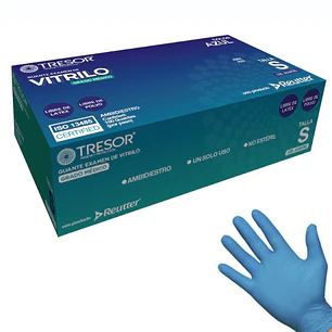 Guante Vitrilo Azul— Tallas — Caja 100 Unidades — TRESOR