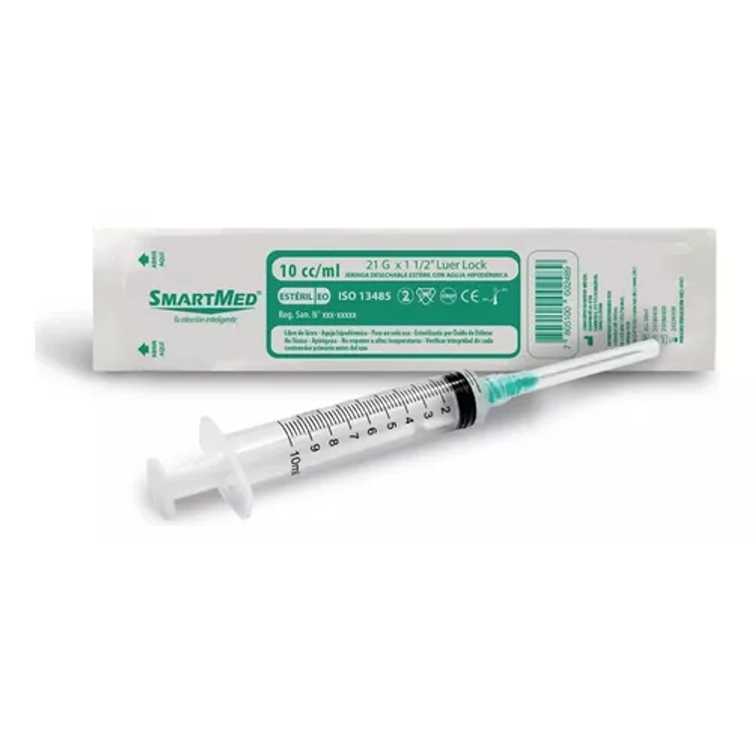 Jeringa Luer Lock 10cc 21G X 1 1/2 - Smartmed 1