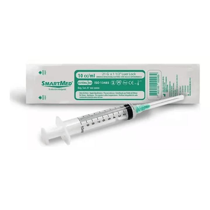 Jeringa Luer Lock 10cc 21G X 1 1/2 - Smartmed 1