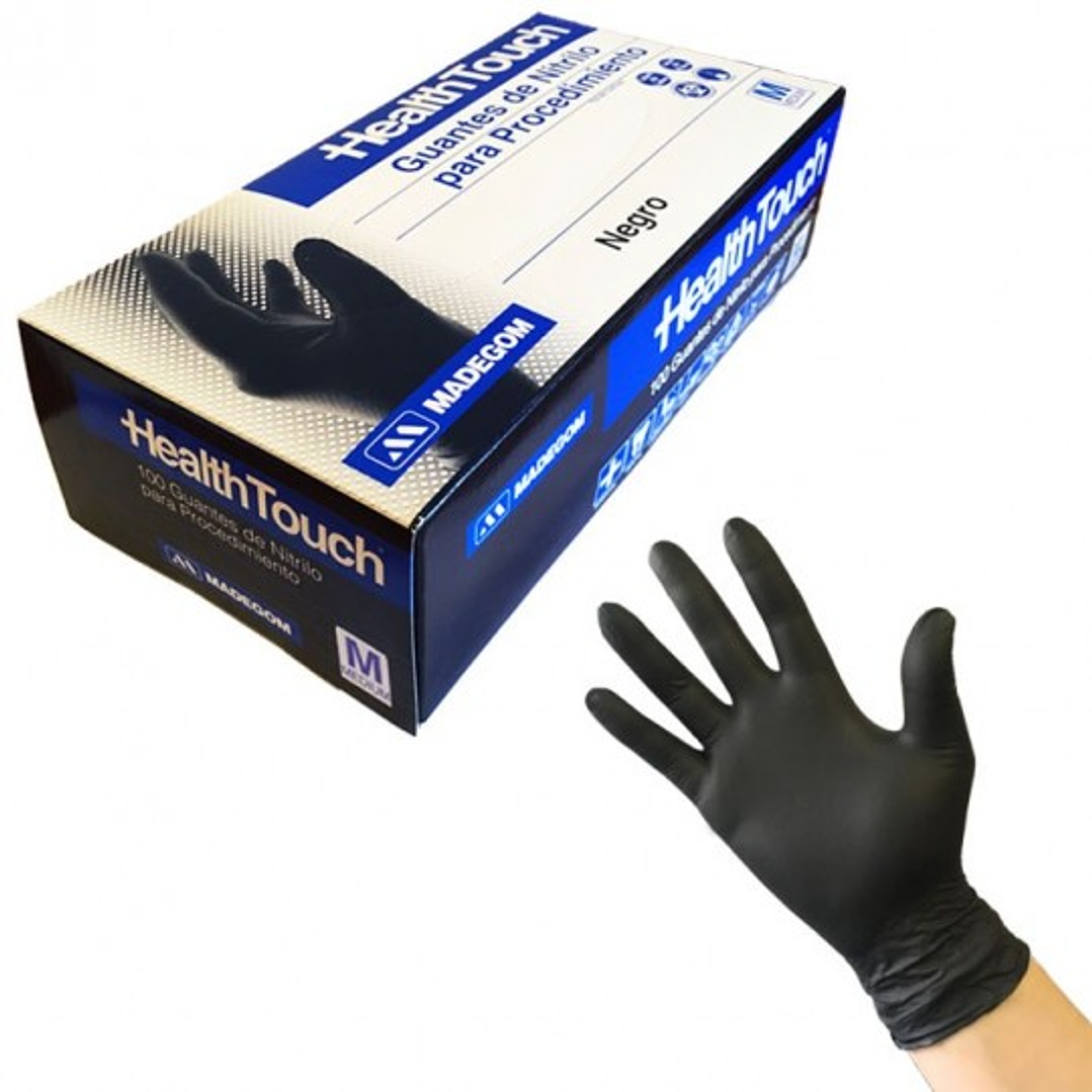 Guante Nitrilo Negro — Tallas — Caja 100 Unidades — Health Touch 1