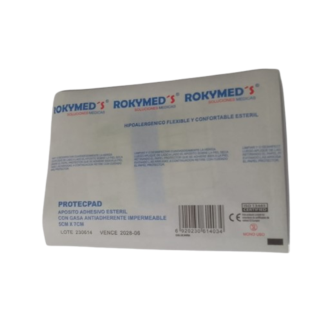 Apósito Adhesivo con Gasa Antiadherente Impermeable 5x7cm - Rokymed´s 2
