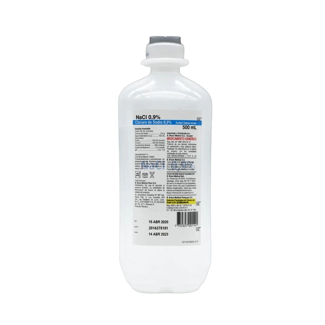 Suero Fisiológico – Cloruro de Sodio 0,9% - 500 ml - BBraun 1