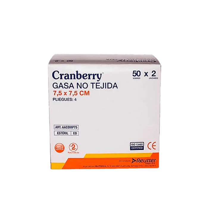 Gasa no Tejida — 7.5 x 7.5 cm  — Caja (50 Un/Sobres) — Cranberry 1