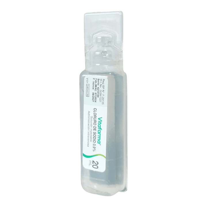 Suero Fisiológico Inyectable – Cloruro de Sodio 0,9% - 20 ml - Vitafarma 1