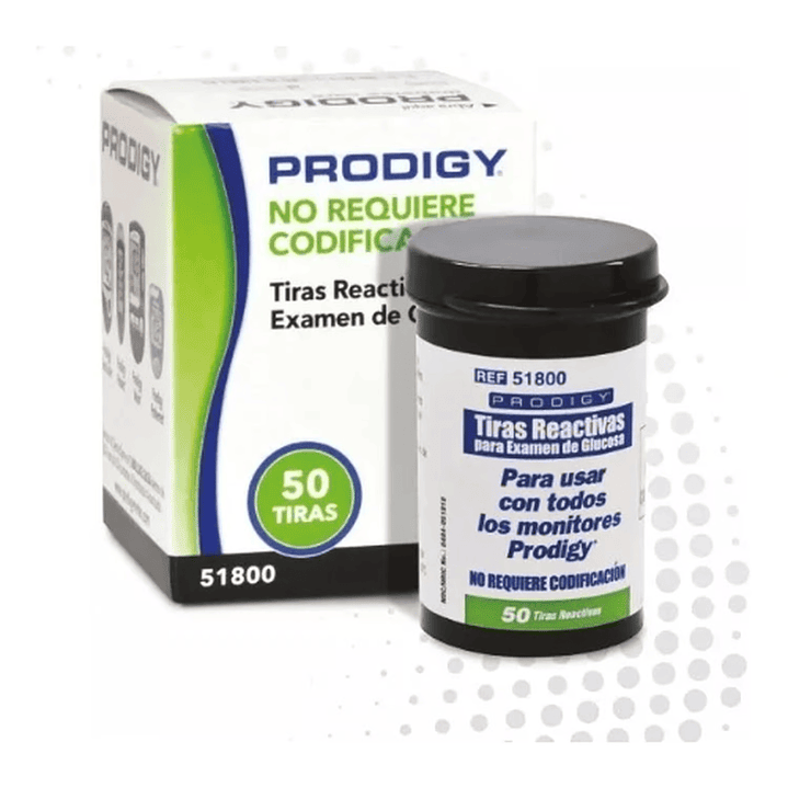 51800 - 50 Tiras Reactivas de Glucosa - Prodigy 1