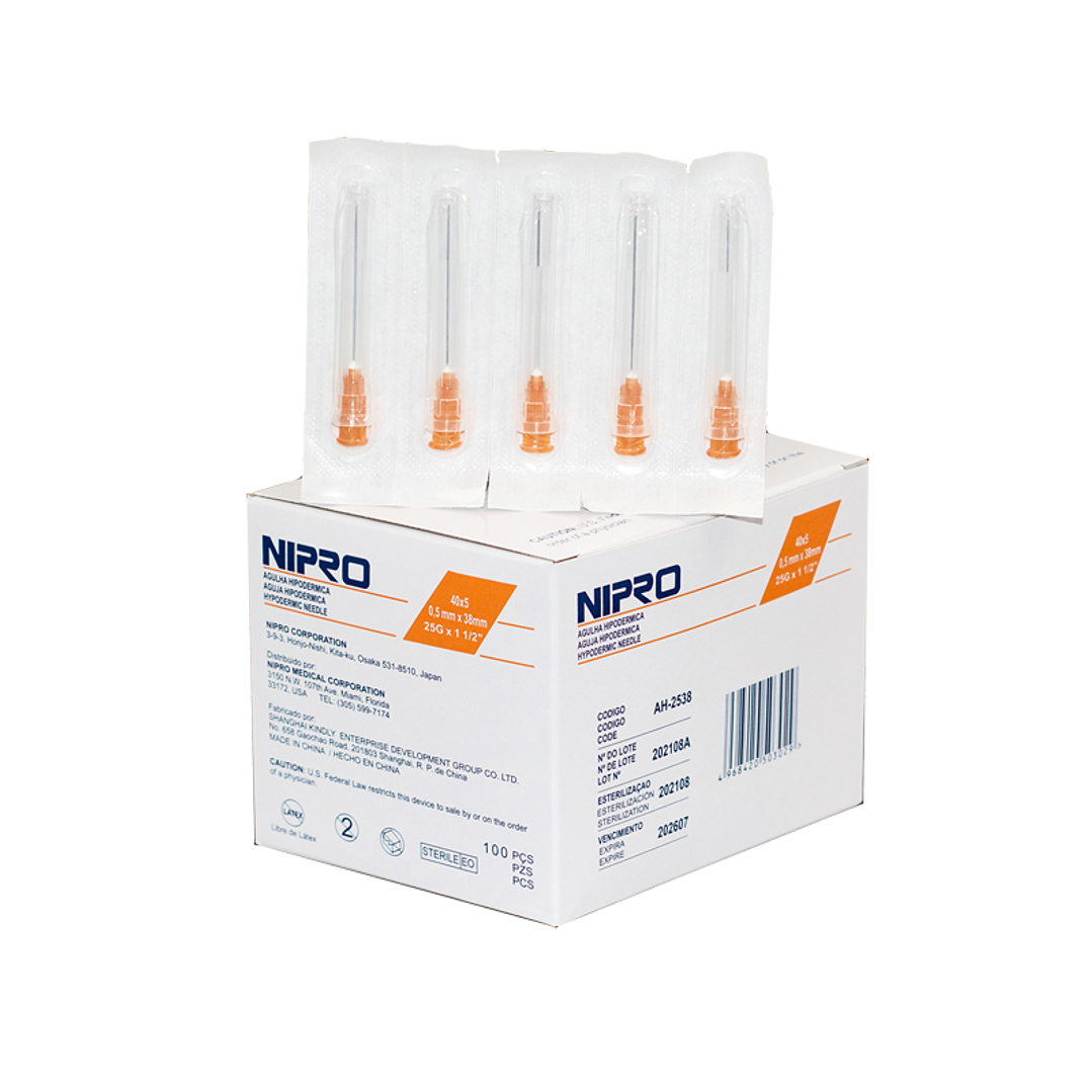 AH-2538 - Nipro Aguja Hipodérmica 25G X 1 1/2 - Unidad 1