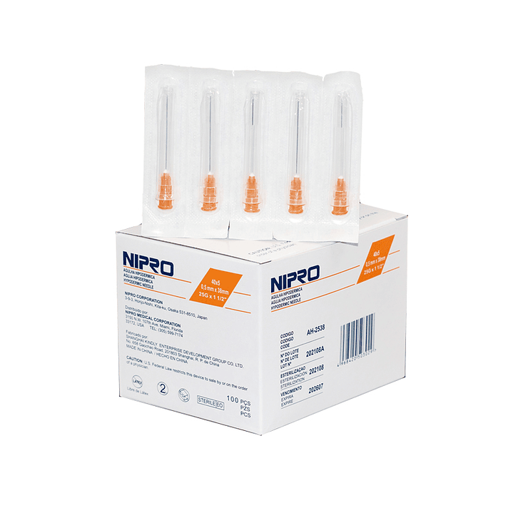 AH-2538 - Nipro Aguja Hipodérmica 25G X 1 1/2 - Unidad 1