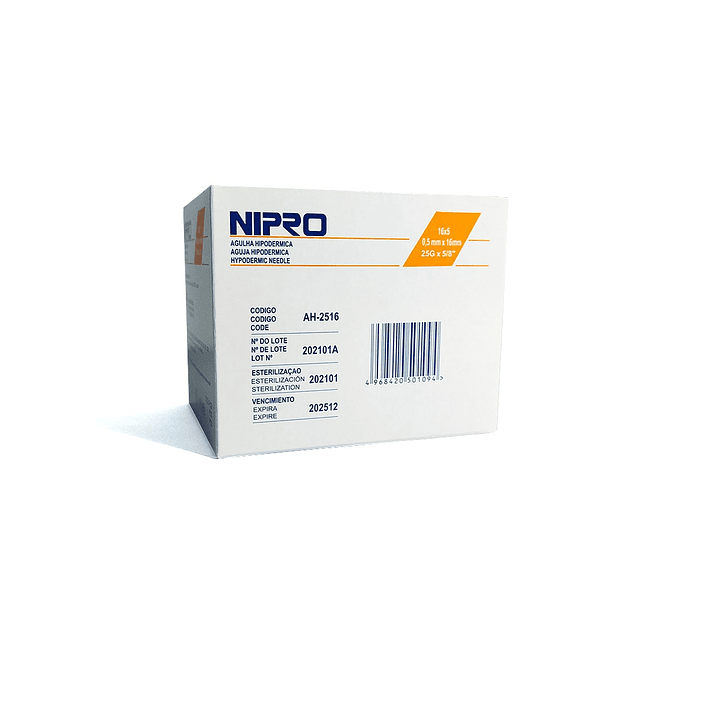 AH-2516 - Nipro Aguja Hipodérmica 25G X 5/8 - Unidad  1