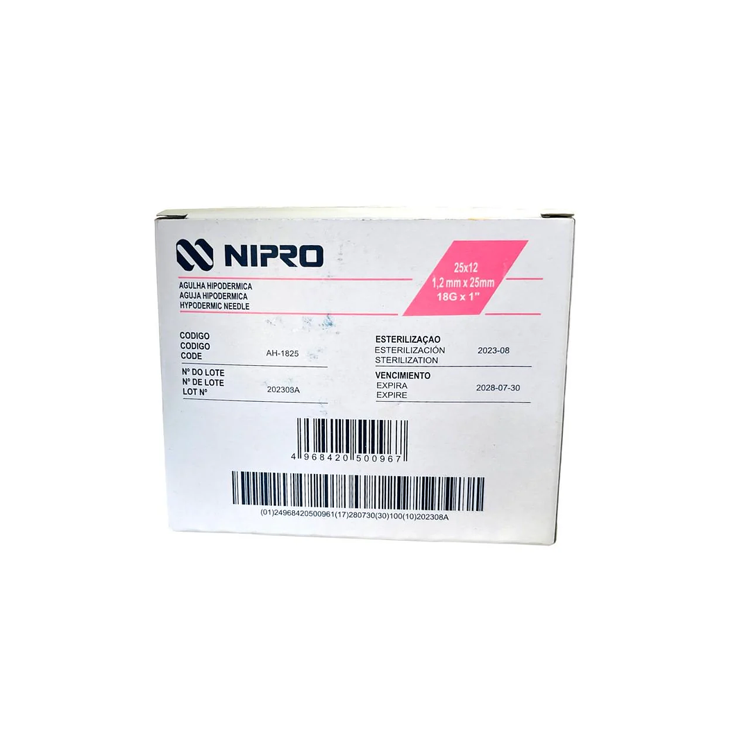 AH-1825 - Nipro Aguja Hipodérmica 18G X 1 - Unidad 1