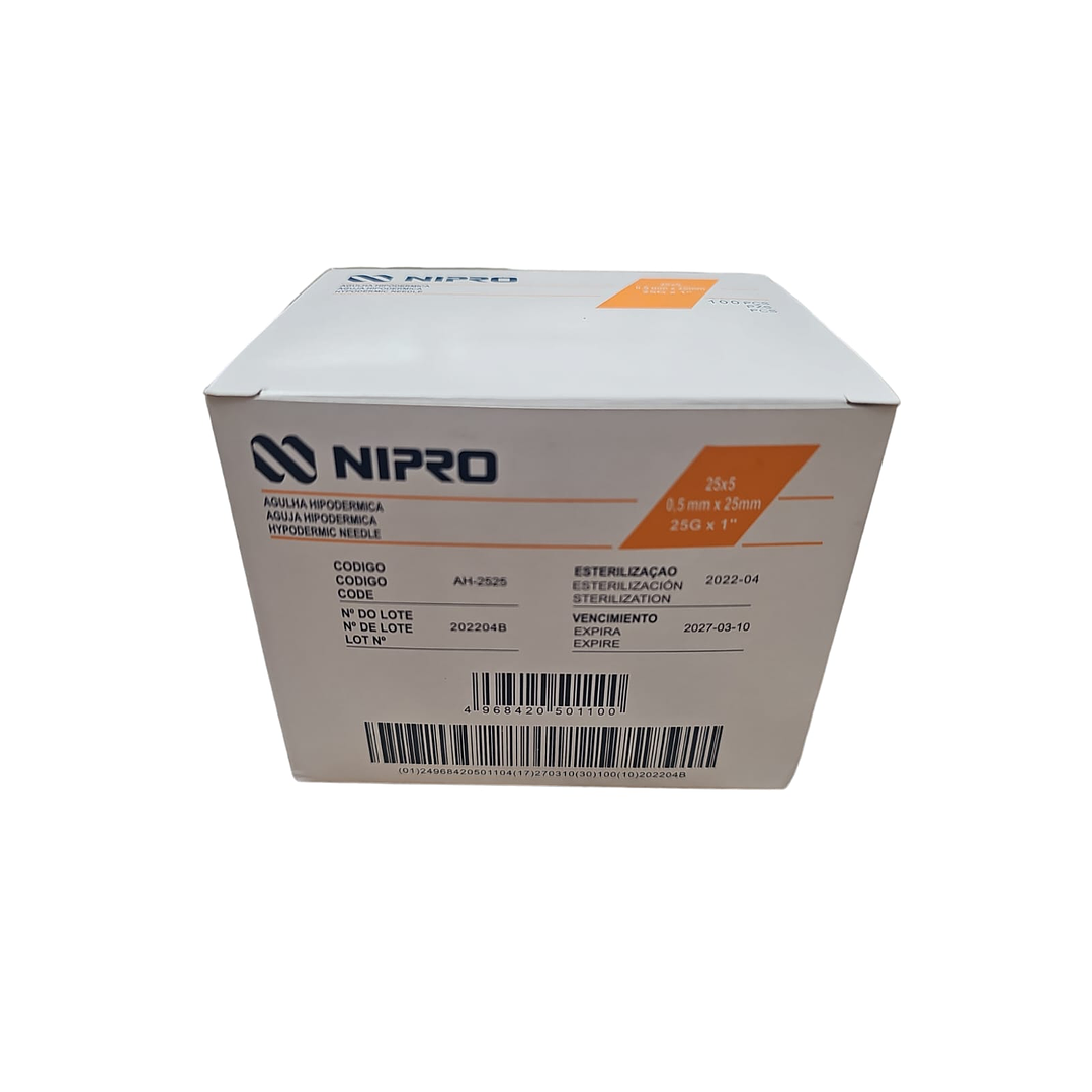 AH-2525 - Nipro Aguja Hipodérmica 25G X 1 - Unidad 1
