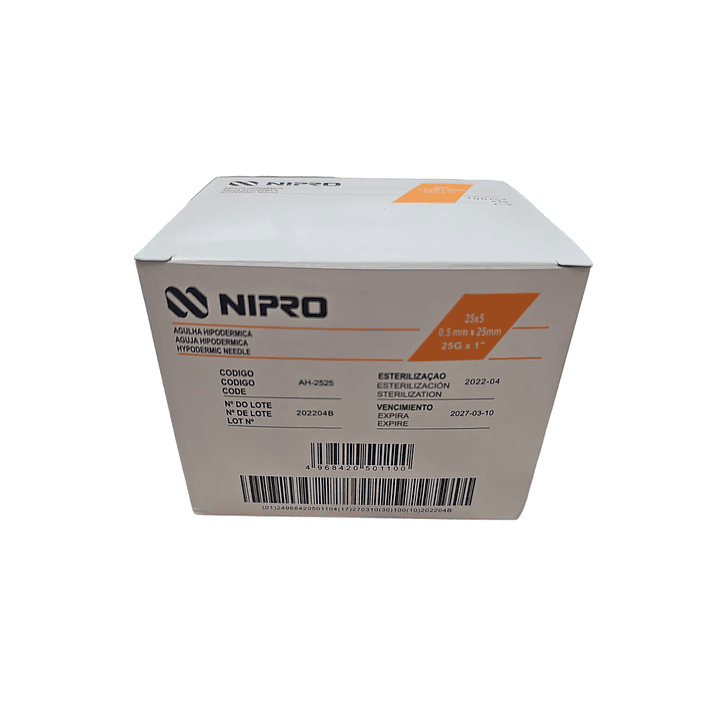 AH-2525 - Nipro Aguja Hipodérmica 25G X 1 - Unidad 1
