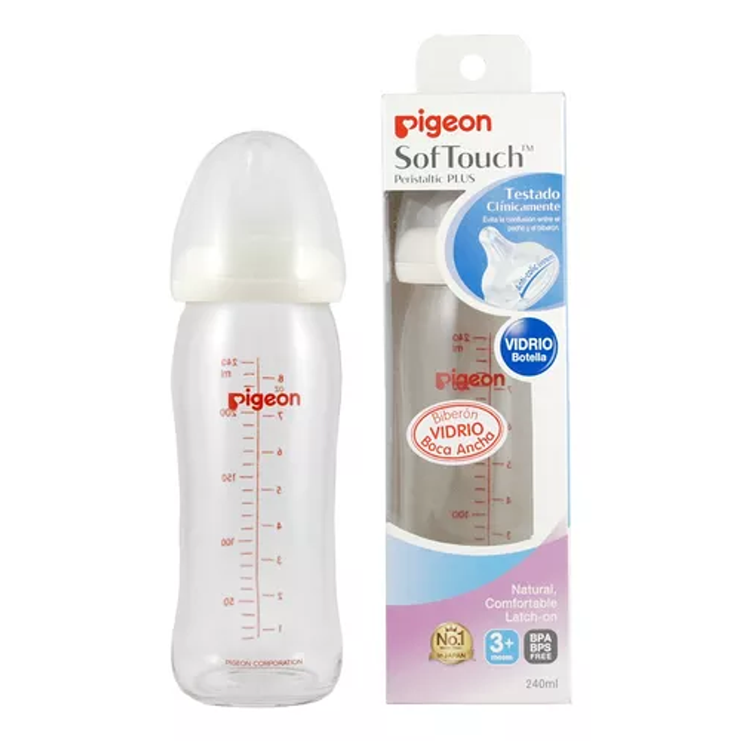 Biberón de Vidrio 240ml SofTouch - Pigeon 1